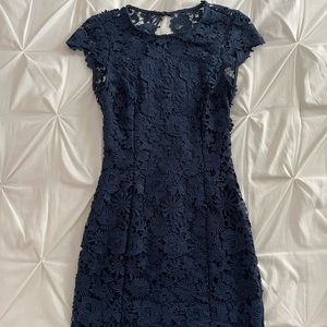 Lulus Navy Blue Lace Backless Dress